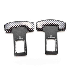 2 Pcs Carbon Fiber Car Seat Belt Alarm Beep LED Stopper Safety Buckle Null Insert Clip