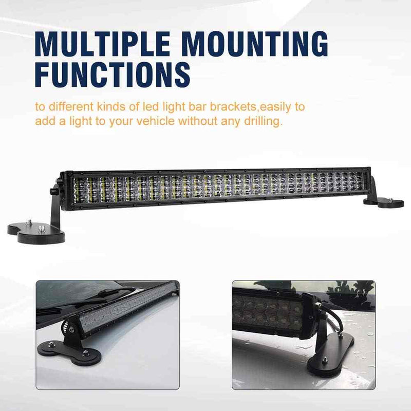 2 Pcs Magnetic Light Bar Mount No Drilling Waterproof Powerful Sucker Holder Roof Hood Holder for LED Pods Light Straight Curved Quad Row Light Bar
