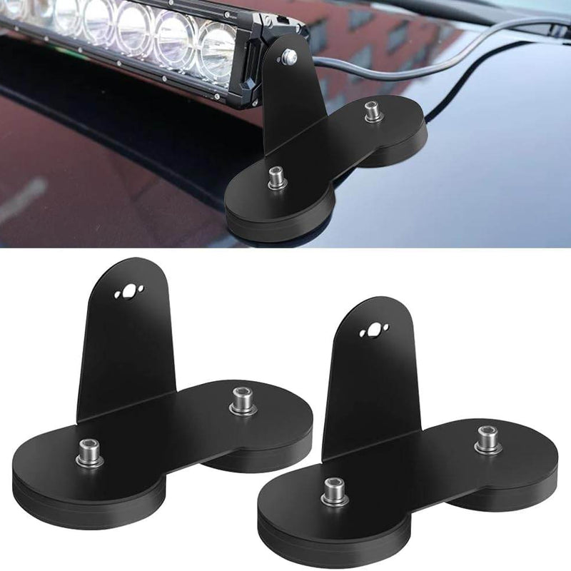 2 Pcs Magnetic Light Bar Mount No Drilling Waterproof Powerful Sucker Holder Roof Hood Holder for LED Pods Light Straight Curved Quad Row Light Bar