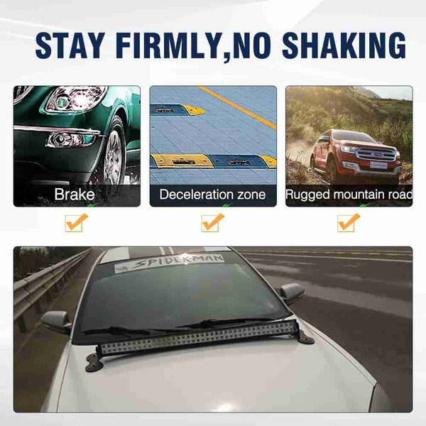 2 Pcs Magnetic Light Bar Mount No Drilling Waterproof Powerful Sucker Holder Roof Hood Holder for LED Pods Light Straight Curved Quad Row Light Bar