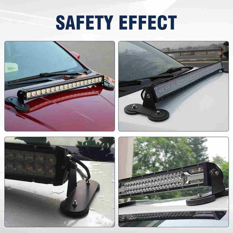 2 Pcs Magnetic Light Bar Mount No Drilling Waterproof Powerful Sucker Holder Roof Hood Holder for LED Pods Light Straight Curved Quad Row Light Bar