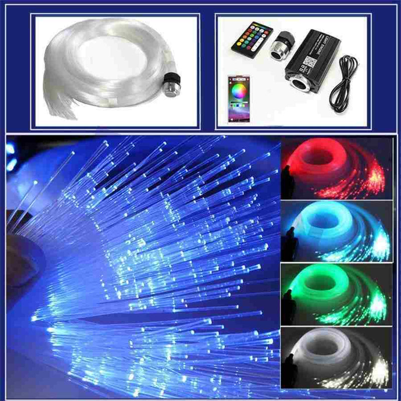 200pcs 12W Fiber Optic Light Kit Car Roof Ceiling Star Lamps Remote & Mobile App Control