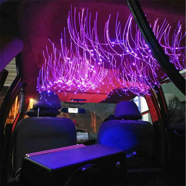 200pcs 12W Fiber Optic Light Kit Car Roof Ceiling Star Lamps Remote & Mobile App Control
