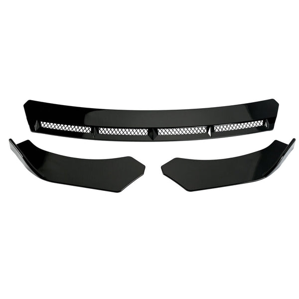 2022 Black New 3pcs Car Universal Front Bumper Spoiler Lip Chin Up Body Kit Splitter