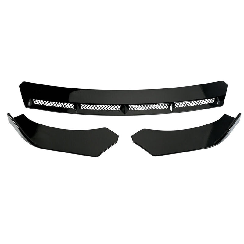 2022 Black New 3pcs Car Universal Front Bumper Spoiler Lip Chin Up Body Kit Splitter