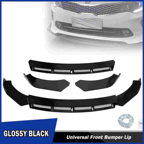 2022 Black New 3pcs Car Universal Front Bumper Spoiler Lip Chin Up Body Kit Splitter