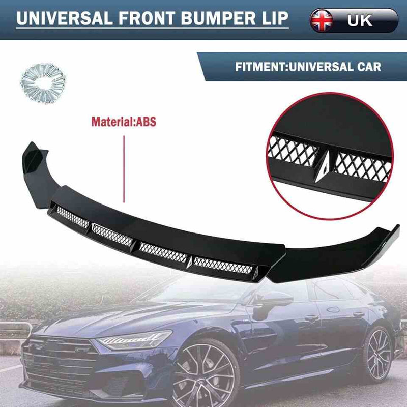 2022 Black New 3pcs Car Universal Front Bumper Spoiler Lip Chin Up Body Kit Splitter