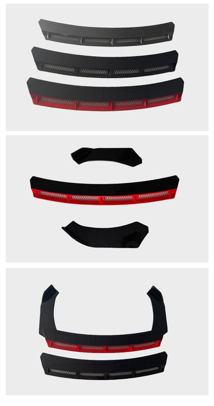 2022 Black Red New 3pcs Car Universal Front Bumper Spoiler Lip Chin Up Body Kit Splitter