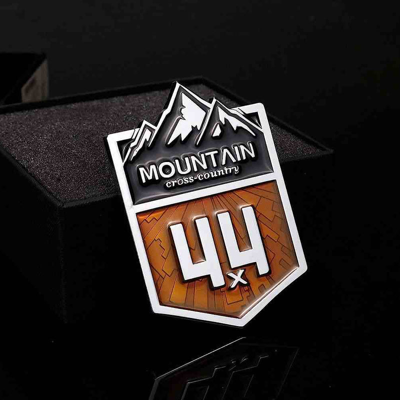 4x4 Mountain Cross Country Metal Car Sticker, Off Road Racing Decal, Chrome Emblem Badge for Off-Road Vehicle