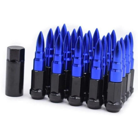 20pcs 12x1.25 / 1.5 Forged Steel Lug Nuts Extended Bullet Design 89mm True Spike