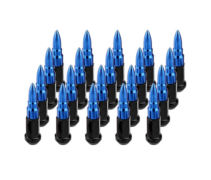 20pcs 12x1.25 / 1.5 Forged Steel Lug Nuts Extended Bullet Design 89mm True Spike