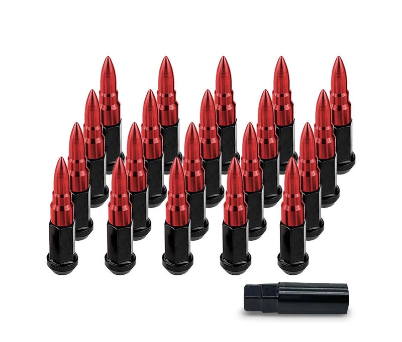 20pcs 12x1.25 / 1.5 Forged Steel Lug Nuts Extended Bullet Design 89mm True Spike