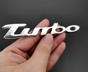 Cursive Style Small Letter Turbo Metal Logo 3D Car Hood Ornament / Decal For Car Bike Cycle