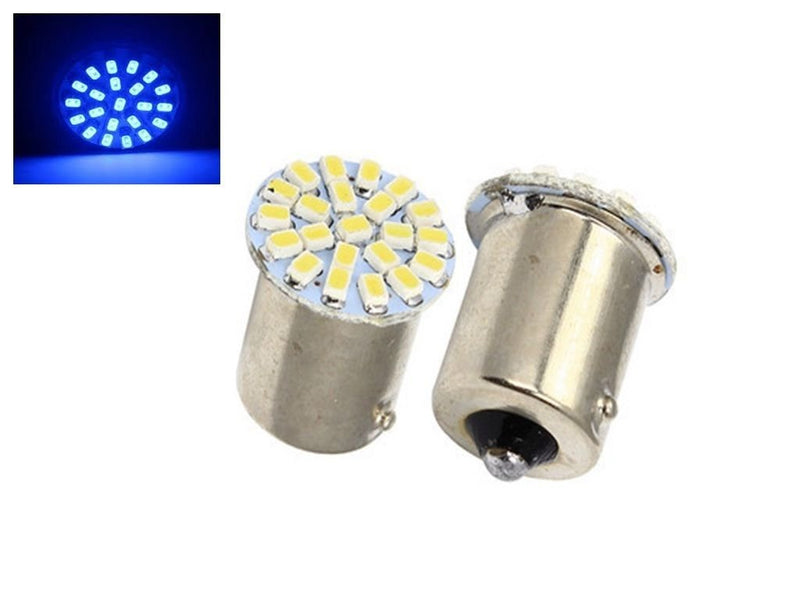 2 Pcs 22SMD Blue LED 1156 BA15S Tail Turn Signal Lights Reversing Bulbs