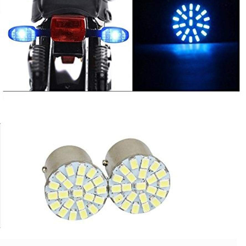 2 Pcs 22SMD Blue LED 1156 BA15S Tail Turn Signal Lights Reversing Bulbs