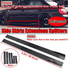2.2m Universal Side Skirt Extensions Car Side Skirts Winglet Splitters Lip For All Cars (Set Of 6pcs)