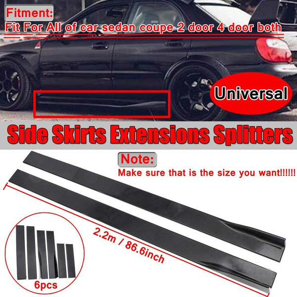 2.2m Universal Side Skirt Extensions Car Side Skirts Winglet Splitters Lip For All Cars (Set Of 6pcs)