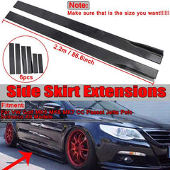 2.2m Universal Side Skirt Extensions Car Side Skirts Winglet Splitters Lip For All Cars (Set Of 6pcs)