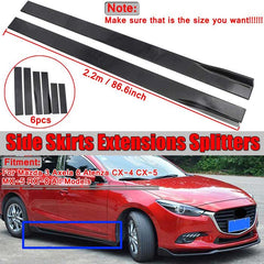 2.2m Universal Side Skirt Extensions Car Side Skirts Winglet Splitters Lip For All Cars (Set Of 6pcs)