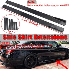 2.2m Universal Side Skirt Extensions Car Side Skirts Winglet Splitters Lip For All Cars (Set Of 6pcs)