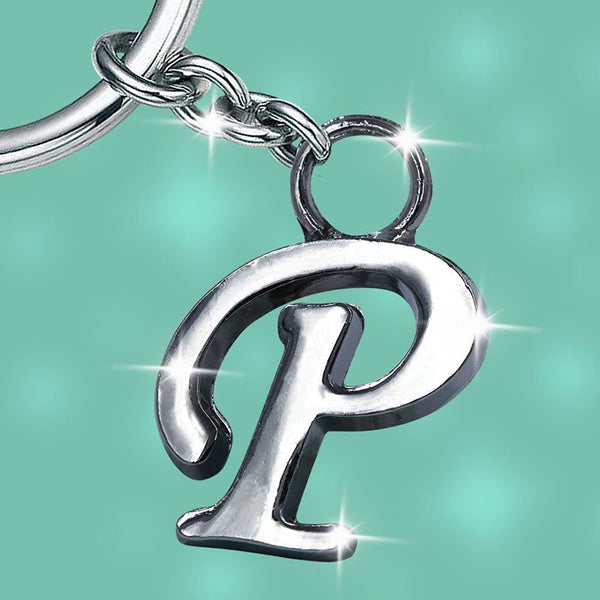 Stylish Letter P Simple Alphabet Key Ring Keychain For Car