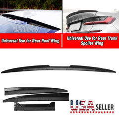 3PCS Black Universal Car Rear Trunk Wing Lip Trim Spoiler Tail Trunk Roof