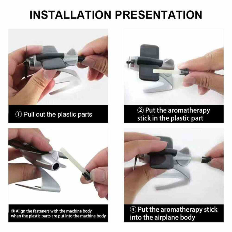 1pc Aircraft alloy Solar Car Air Freshener Aromatherapy Car Interior Decoration Accessories Perfume Diffuser (Red)