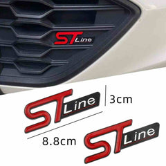 1pc Red ST White Line 3D Metal Emblem Badge Stickers For Car Truck Bike