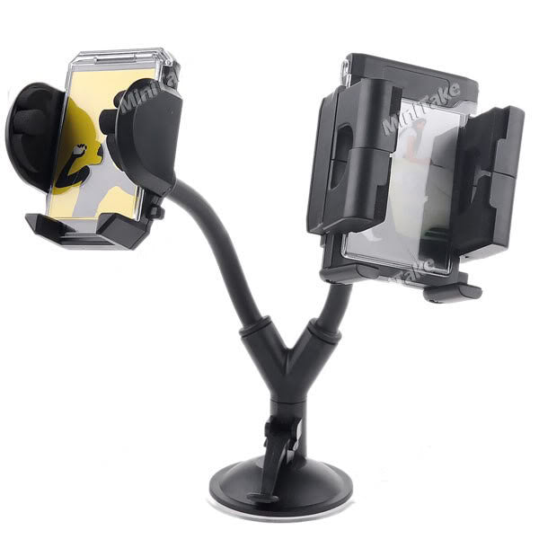 Universal Car Dual 2 Mobile Stand Holder Mount Sucker for Mobile Iphone GPS MP4