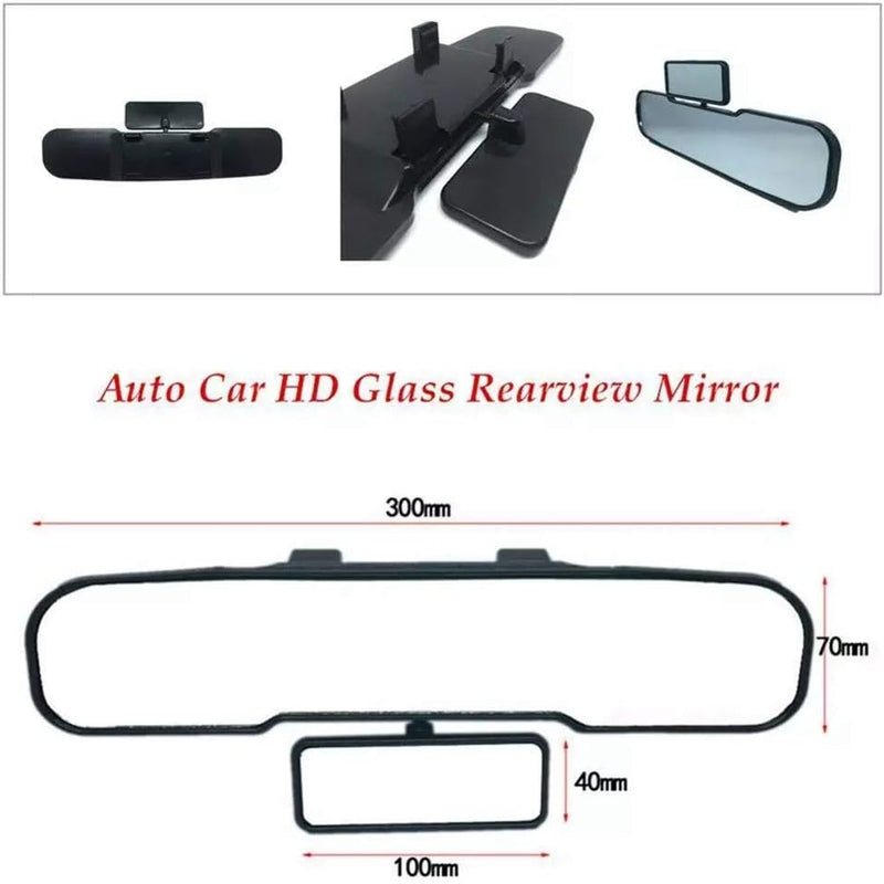 2in1 Car Rear View Mirror, Clip on Wide Angle Universal Flat Panoramic Rearview Mirror For Car SUV
