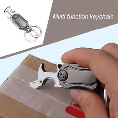 5 In 1 Multifunction Car Metal Keychain 360° Rotating Spinner, Bottle Opener & Phone Holder Key Ring