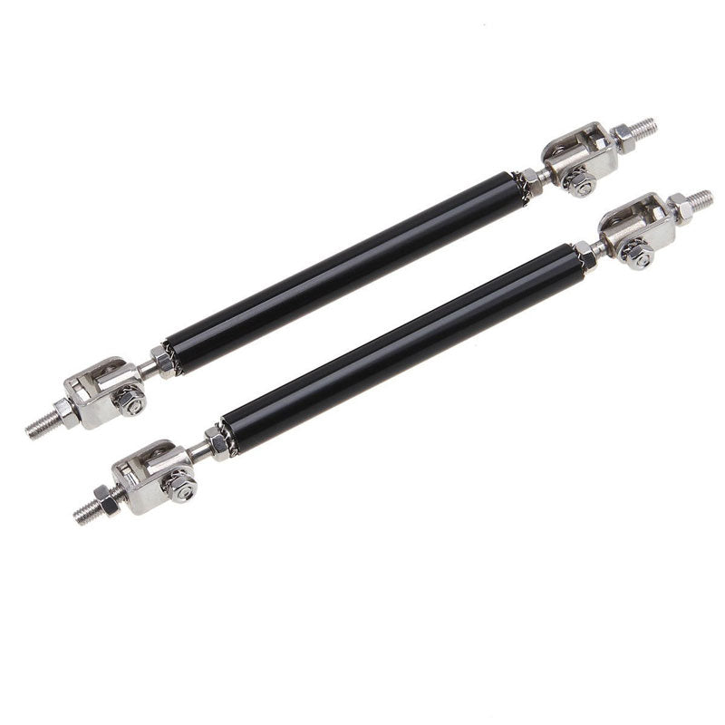 2pcs Black MEDIUM Adjustable Universal Front Rear Bumper Lip Splitter Strut Brace Rod Support Bar