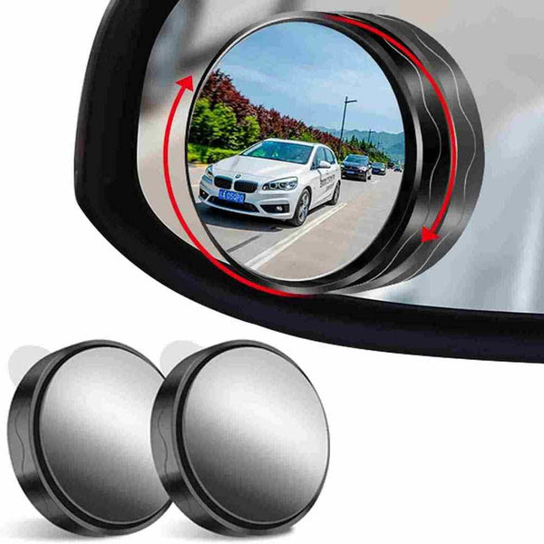 2pcs Car Blind Spot Mirror, 2 inch Reusable Round HD Glass Convex 360 Wide Angle Side Rear View Side Mirror with Sucker for Cars SUV and Trucks Black