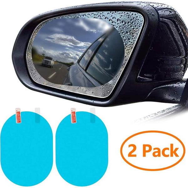 2PCS Car Rearview Mirror Film, HD Nano Film Anti Fog Film Car Rear View Mirror Waterproof Film Protective Film Anti Glare Rain-Proof Anti Water Mist Protector for Car Mirrors (Oval)