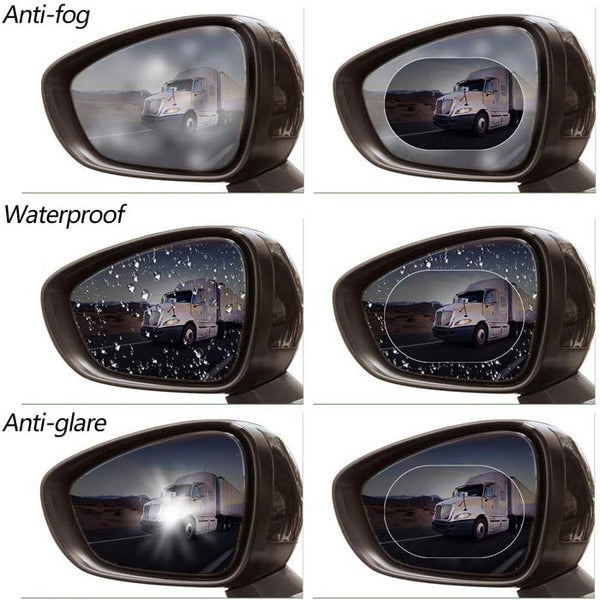 2PCS Car Rearview Mirror Film, HD Nano Film Anti Fog Film Car Rear View Mirror Waterproof Film Protective Film Anti Glare Rain-Proof Anti Water Mist Protector for Car Mirrors (Oval)