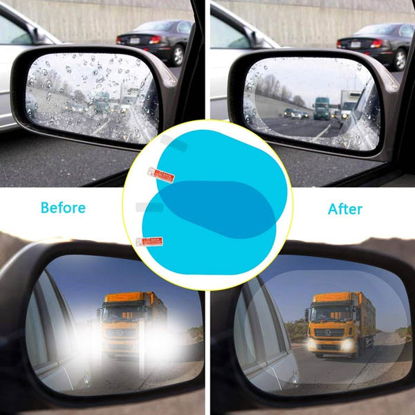 2PCS Car Rearview Mirror Film, HD Nano Film Anti Fog Film Car Rear View Mirror Waterproof Film Protective Film Anti Glare Rain-Proof Anti Water Mist Protector for Car Mirrors (Oval)