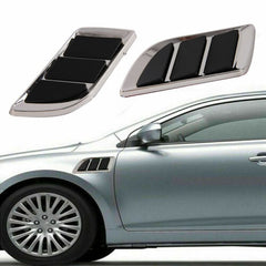 2pcs Chrome Car Front Hood Scoop Bonnet Air Intake Flow Side Fender Vents Covers