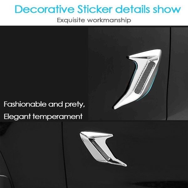 2PCS Chrome Electro Plated Universal Car Auto Decorative Air Scoop Flow Intake Hood Vent Bonnet Fender Mesh