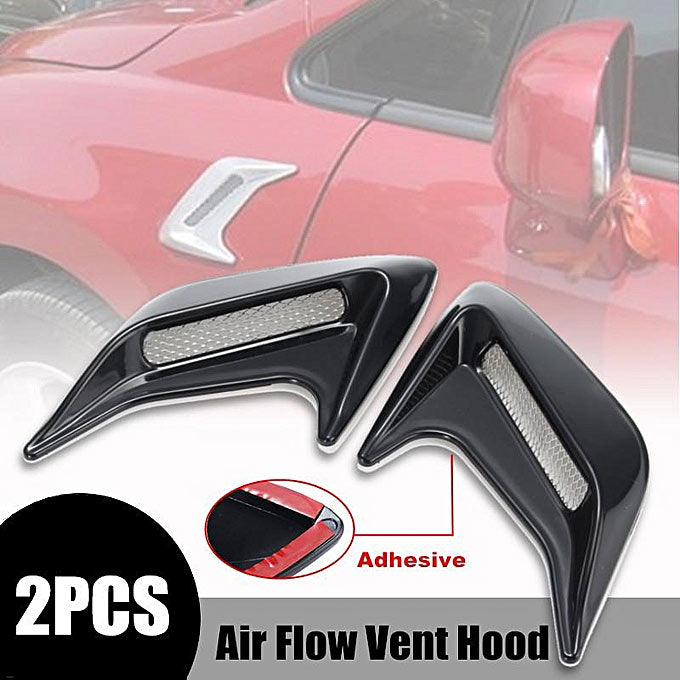 2PCS Chrome Electro Plated Universal Car Auto Decorative Air Scoop Flow Intake Hood Vent Bonnet Fender Mesh