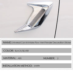 2PCS Chrome Electro Plated Universal Car Auto Decorative Air Scoop Flow Intake Hood Vent Bonnet Fender Mesh