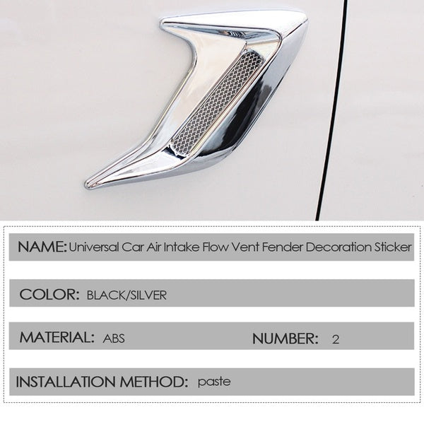 2PCS Chrome Electro Plated Universal Car Auto Decorative Air Scoop Flow Intake Hood Vent Bonnet Fender Mesh