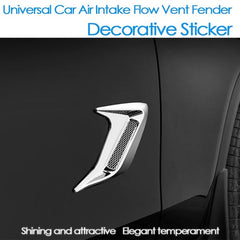 2PCS Chrome Electro Plated Universal Car Auto Decorative Air Scoop Flow Intake Hood Vent Bonnet Fender Mesh