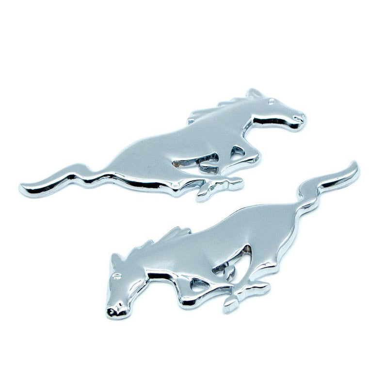 2pcs Chrome Galloping Horse 3D Car Emblem Tuning Metal Logo Badge
