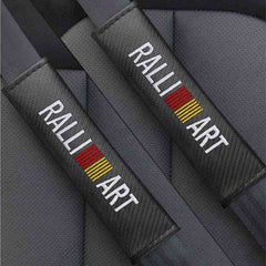 2Pcs RALLI Carbon Fiber Embroidery Car Seat Belt Cover Safety Shoulder Pads