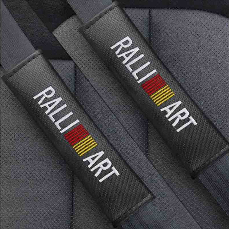 2Pcs RALLI Carbon Fiber Embroidery Car Seat Belt Cover Safety Shoulder Pads