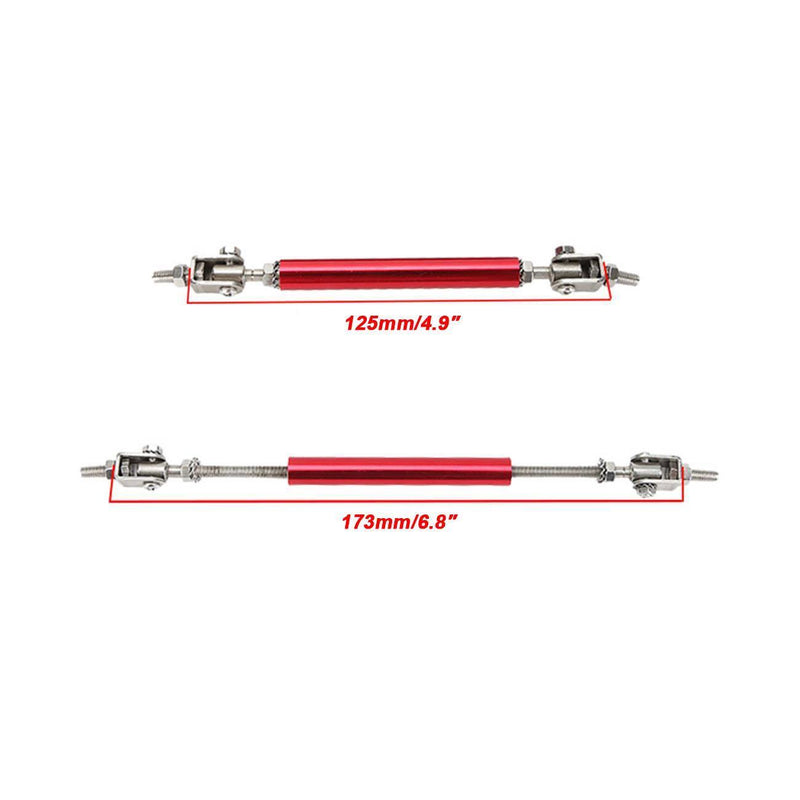 2pcs Red SMALL Adjustable Universal Front Rear Bumper Lip Splitter Strut Brace Rod Support Bar