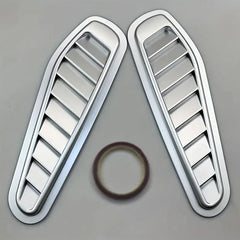 2pcs Silver Universal Car ABS Decorative Air Flow Intake Scoop Turbo Bonnet Vent Cover Hood