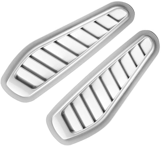 2pcs Silver Universal Car ABS Decorative Air Flow Intake Scoop Turbo Bonnet Vent Cover Hood