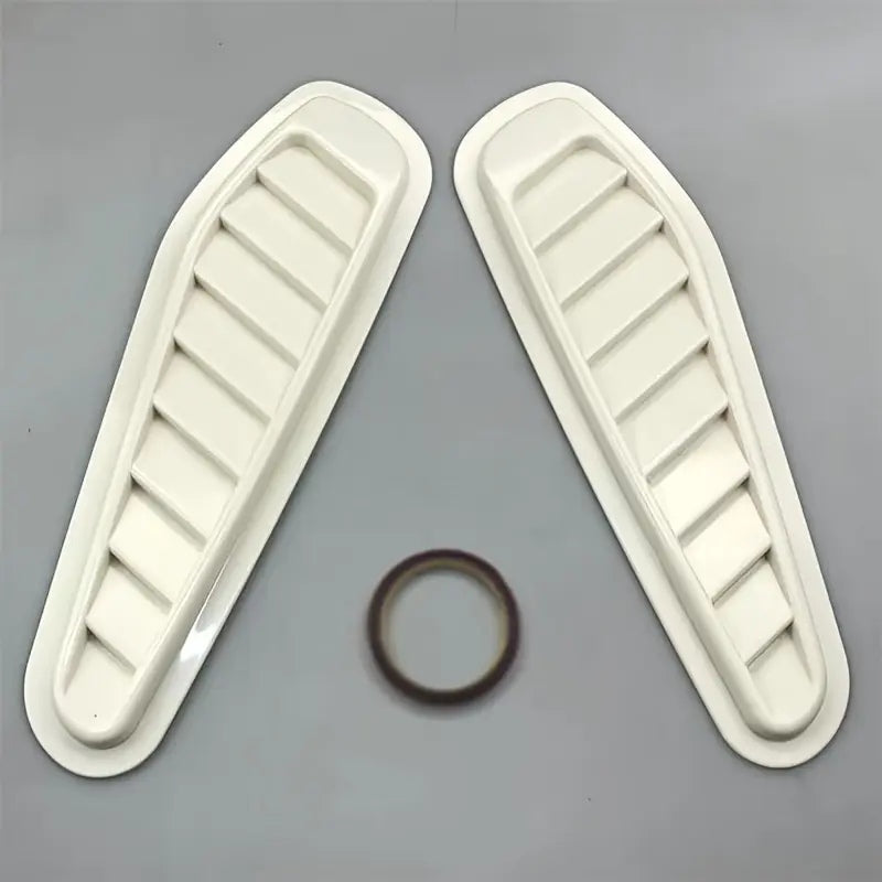 2pcs Silver Universal Car ABS Decorative Air Flow Intake Scoop Turbo Bonnet Vent Cover Hood