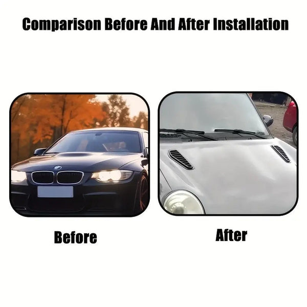 2pcs Silver Universal Car ABS Decorative Air Flow Intake Scoop Turbo Bonnet Vent Cover Hood